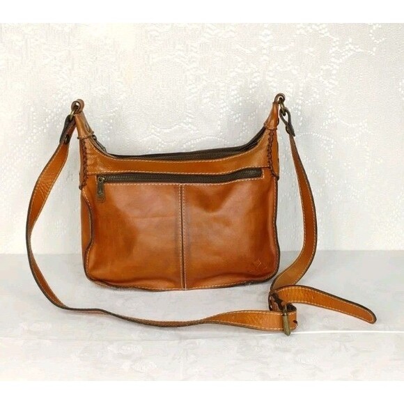 Patricia Nash Tooled Shoulder Bag Double Zipper one Broken Zipper Tan - Picture 13 of 16